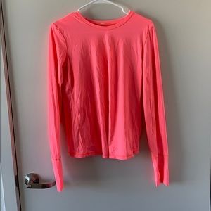 Neon lulu lemon long sleeve workout